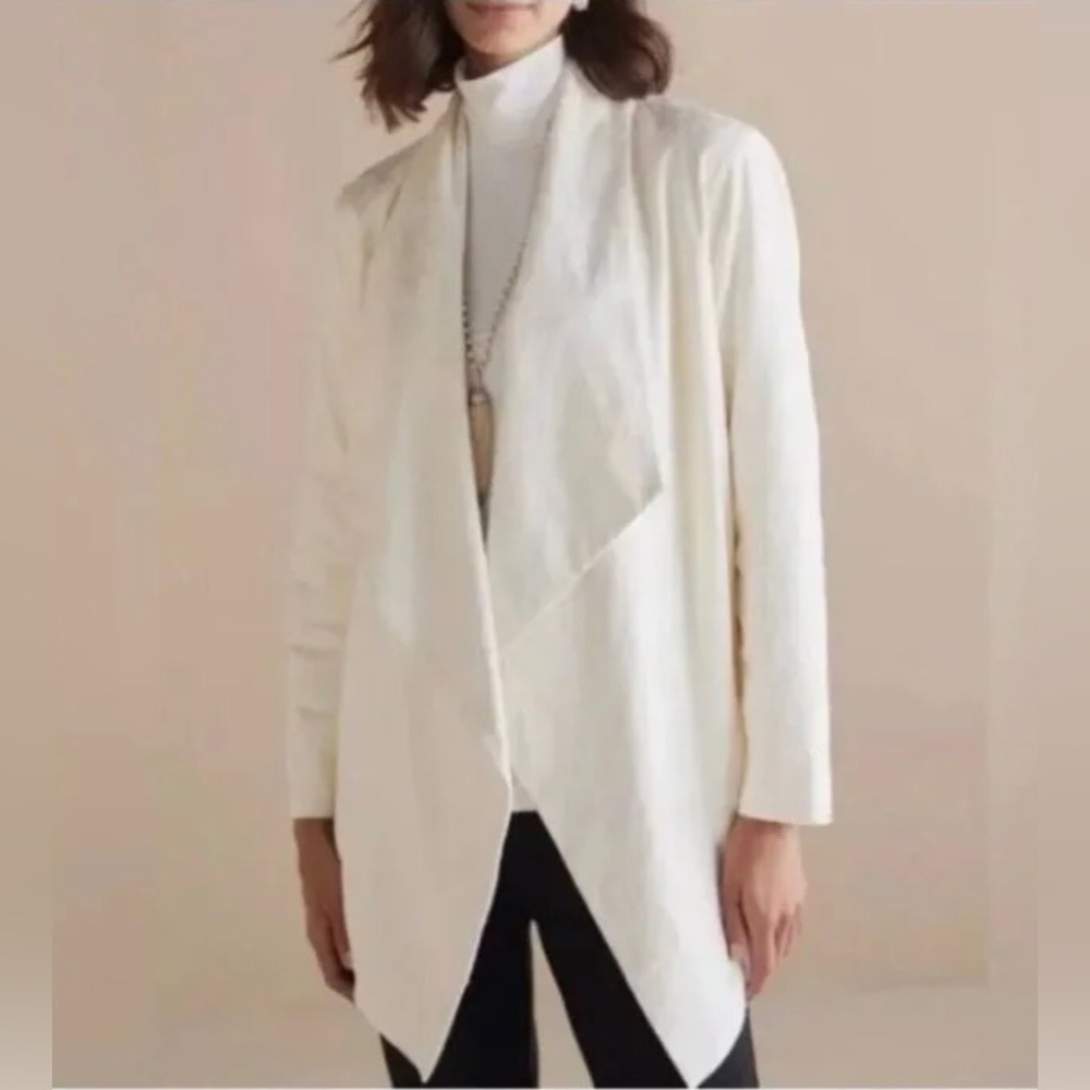 Soft Surroundings ivory white embroidered jacket cardigan